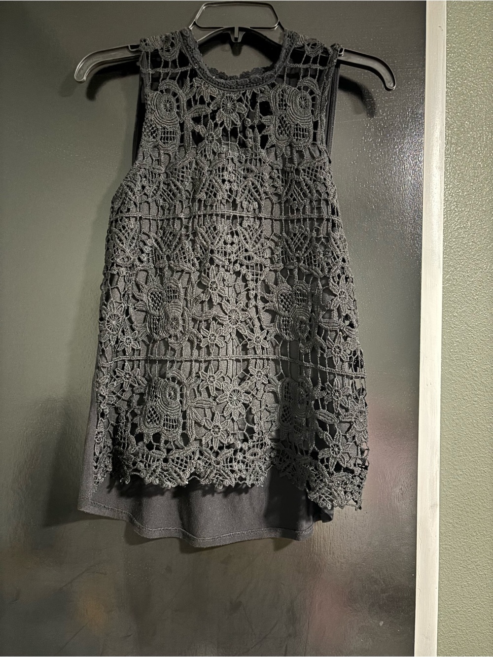 Maurices Black Floral Crochet Sleeveless Top